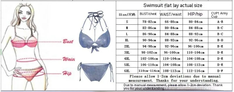 Blue printed women's split bikini swimsuit with sleeveless top and shorts.