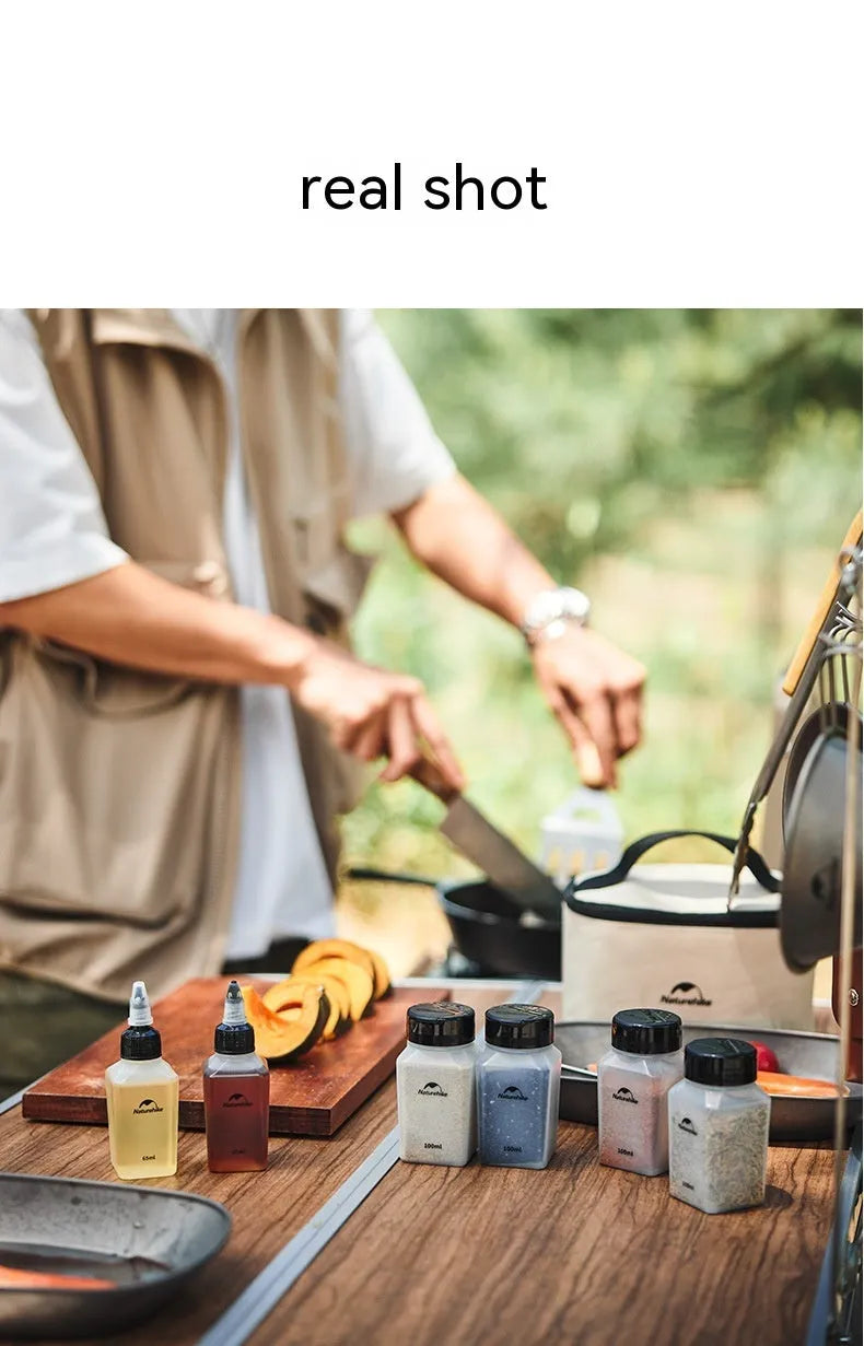 Naturehike six-piece plastic seasoning bottle set for outdoor cooking and camping