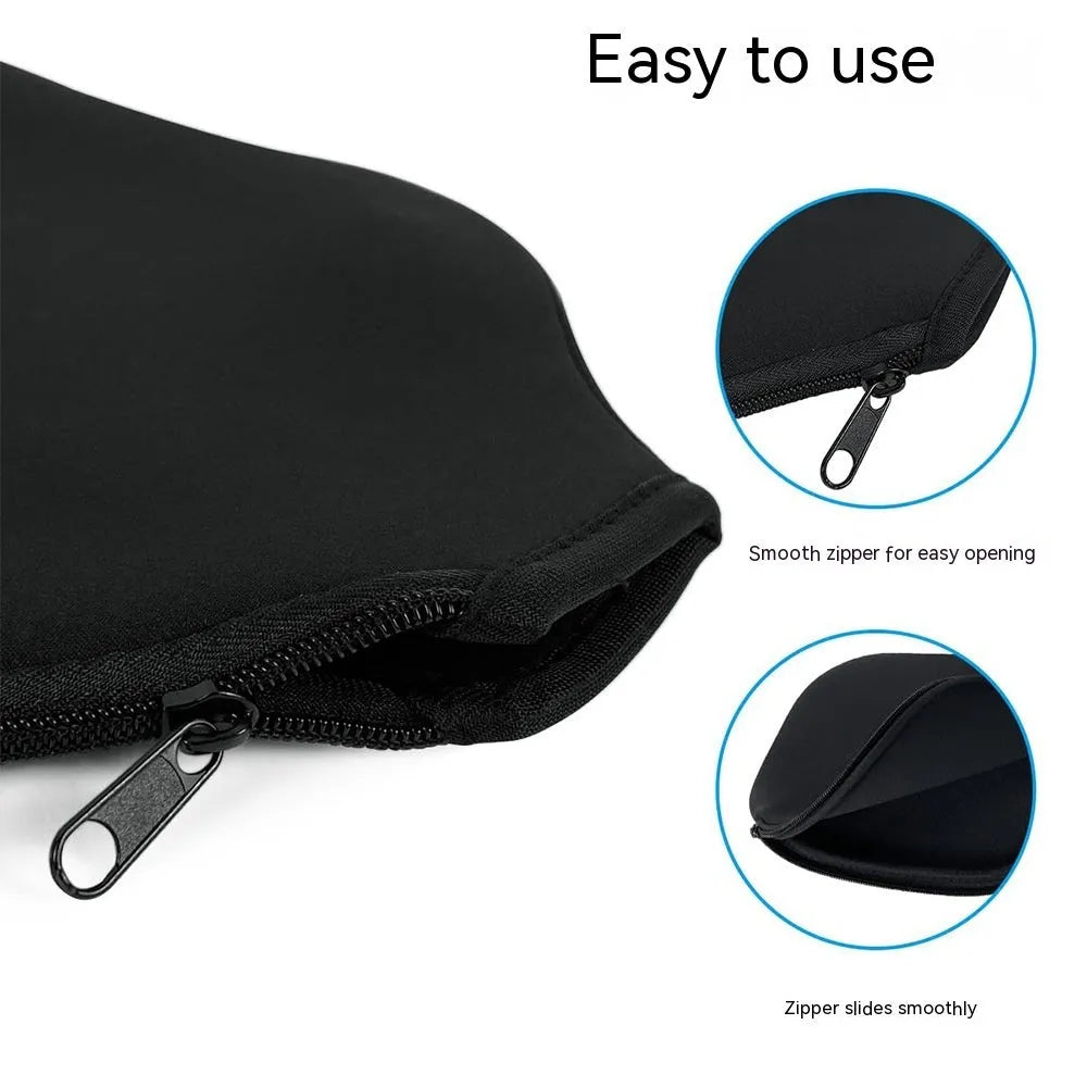 Black neoprene protective sleeve for table tennis racket equipment