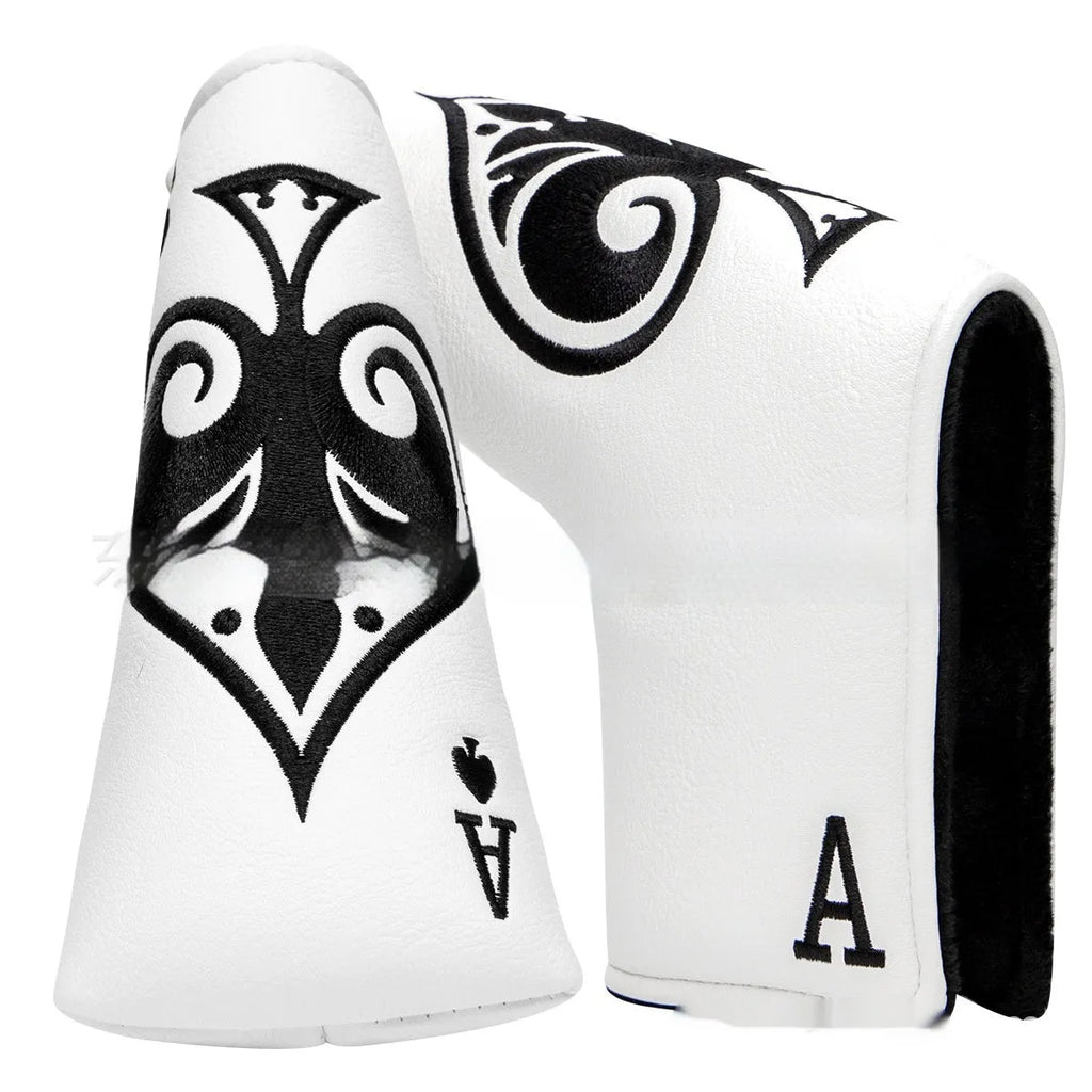 Flexible PU golf putter sleeve cover for club head protection, shown in one of three available colour options.