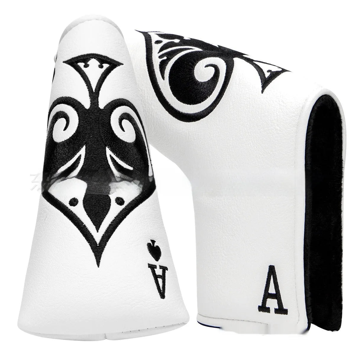 Flexible PU golf putter sleeve cover for club head protection, shown in one of three available colour options.