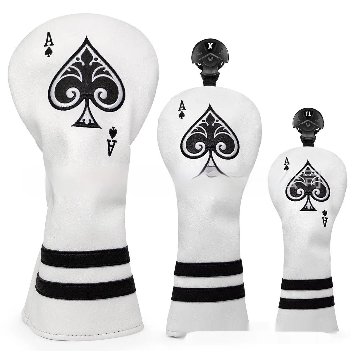 Flexible PU golf putter sleeve cover for club head protection, shown in one of three available colour options.