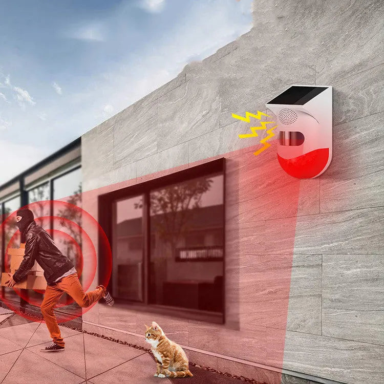 Solar-powered infrared alarm with remote control for outdoor security monitoring