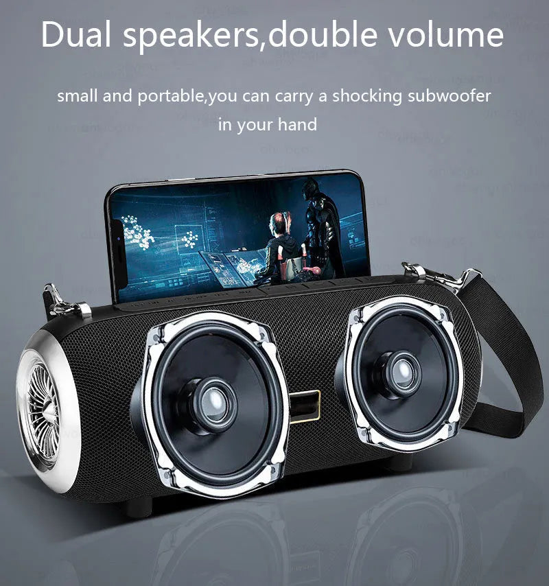 F666 portable Bluetooth speaker with fabric exterior and shoulder strap in multiple colours