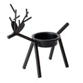 Black iron Christmas deer candlestick holder with elk bracket design for festive table decoration