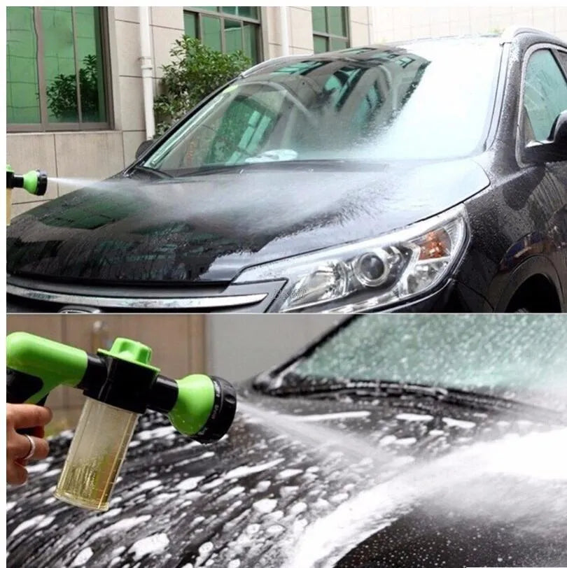 Green high pressure foam spray gun with adjustable nozzle for car washing and garden cleaning