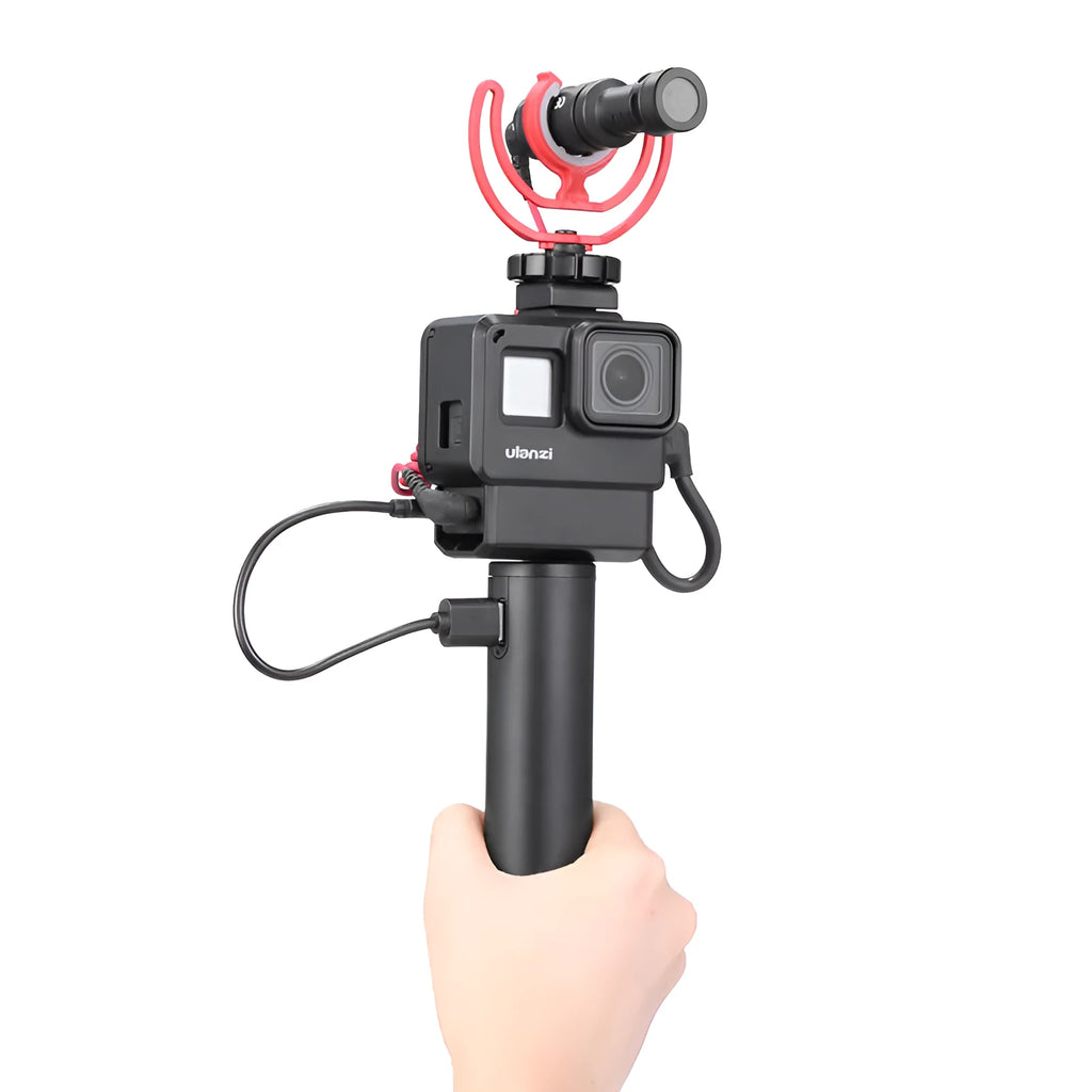 Black aluminium alloy power bank charging handle device with 6800mAh capacity and carrying handle