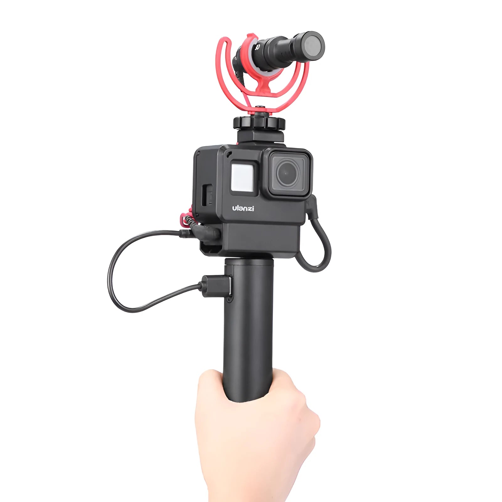 Black aluminium alloy power bank charging handle device with 6800mAh capacity and carrying handle