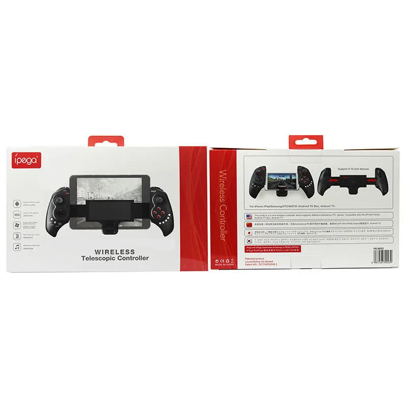 PG-9023 wireless telescopic game controller extended with phone inserted