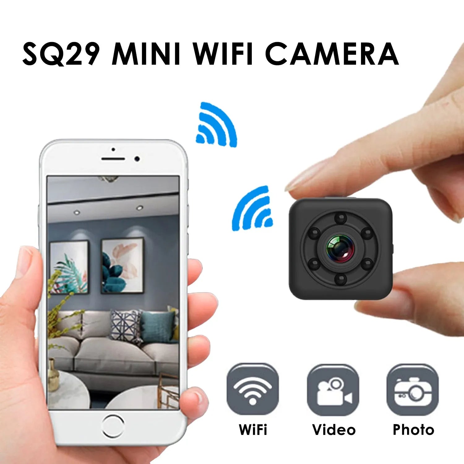 SQ29 black waterproof sports camera for action recording during cycling and diving activities