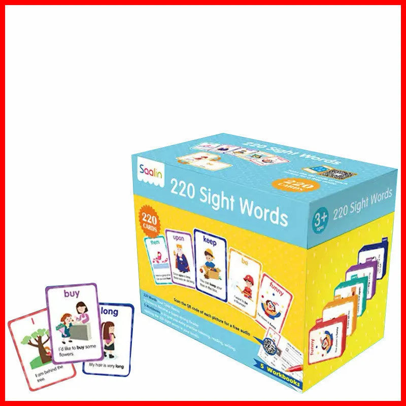 220 high frequency word card gift box set with interactive workbooks for early childhood phonics education