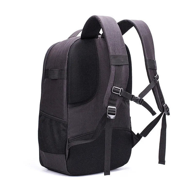 Black Oxford cloth drone backpack with multiple compartments for UAV equipment