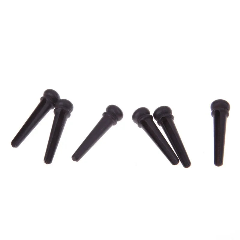 Six matt black ebony guitar string nails with 5.3mm bayonet for folk acoustic instruments