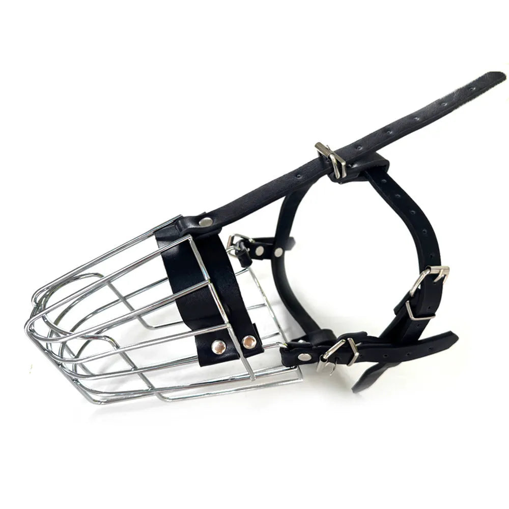 Black metal basket dog muzzle for a Golden Retriever or German Shepherd