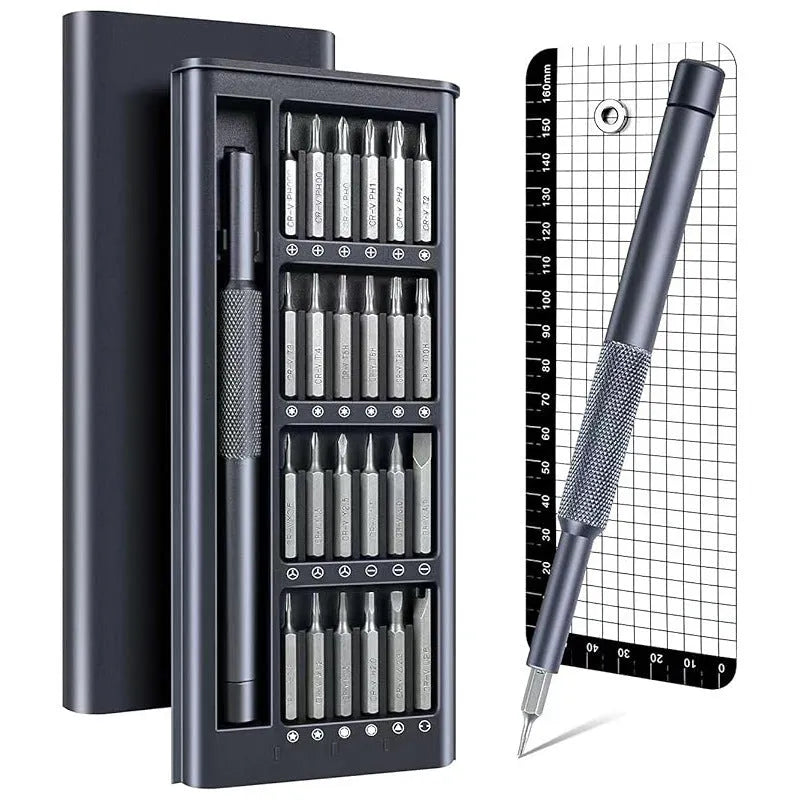 25-in-one multi-bit screwdriver set with chrome vanadium steel bits and ABS handle.
