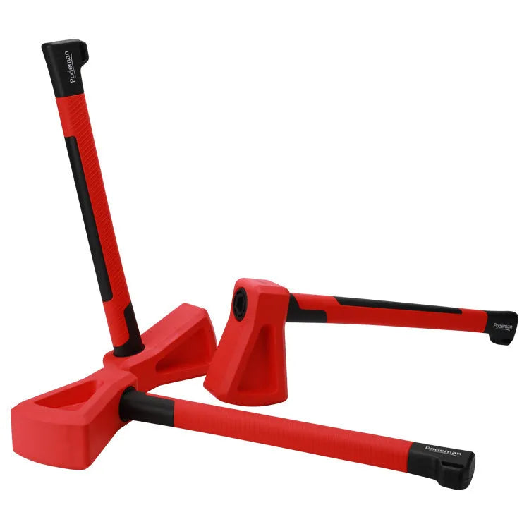 Red plastic home fitness axe muscle trainer with ergonomic handle design