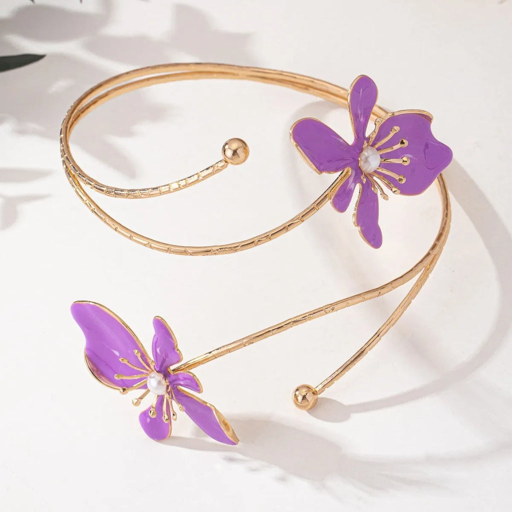 Pink alloy armband with hollow lines pattern fashion jewellery