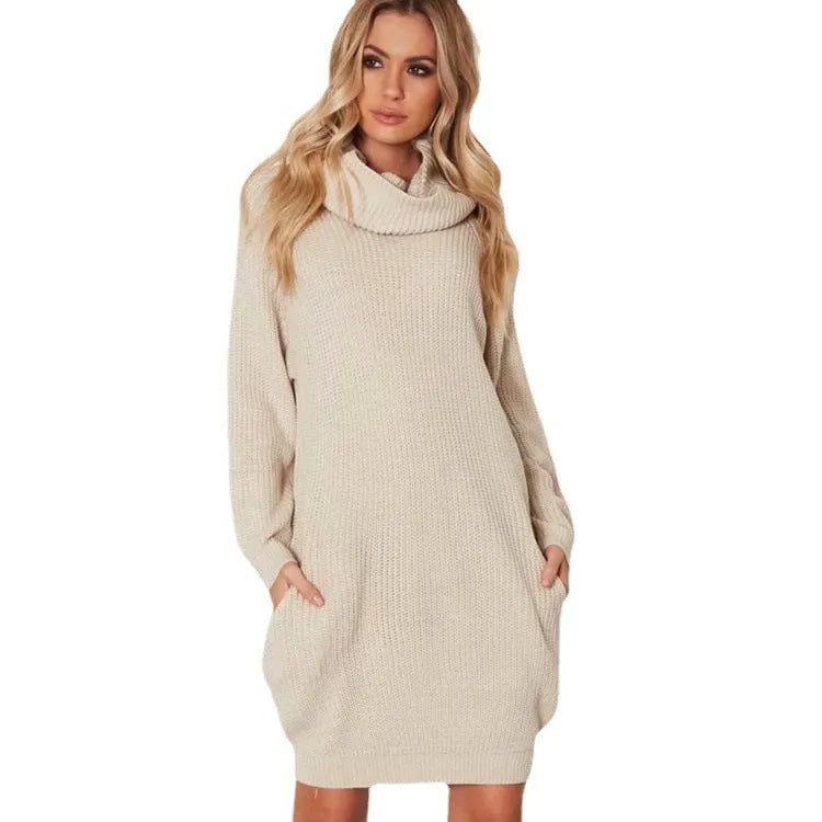 Lapel collar slim fit sweater in light apricot with patch pockets