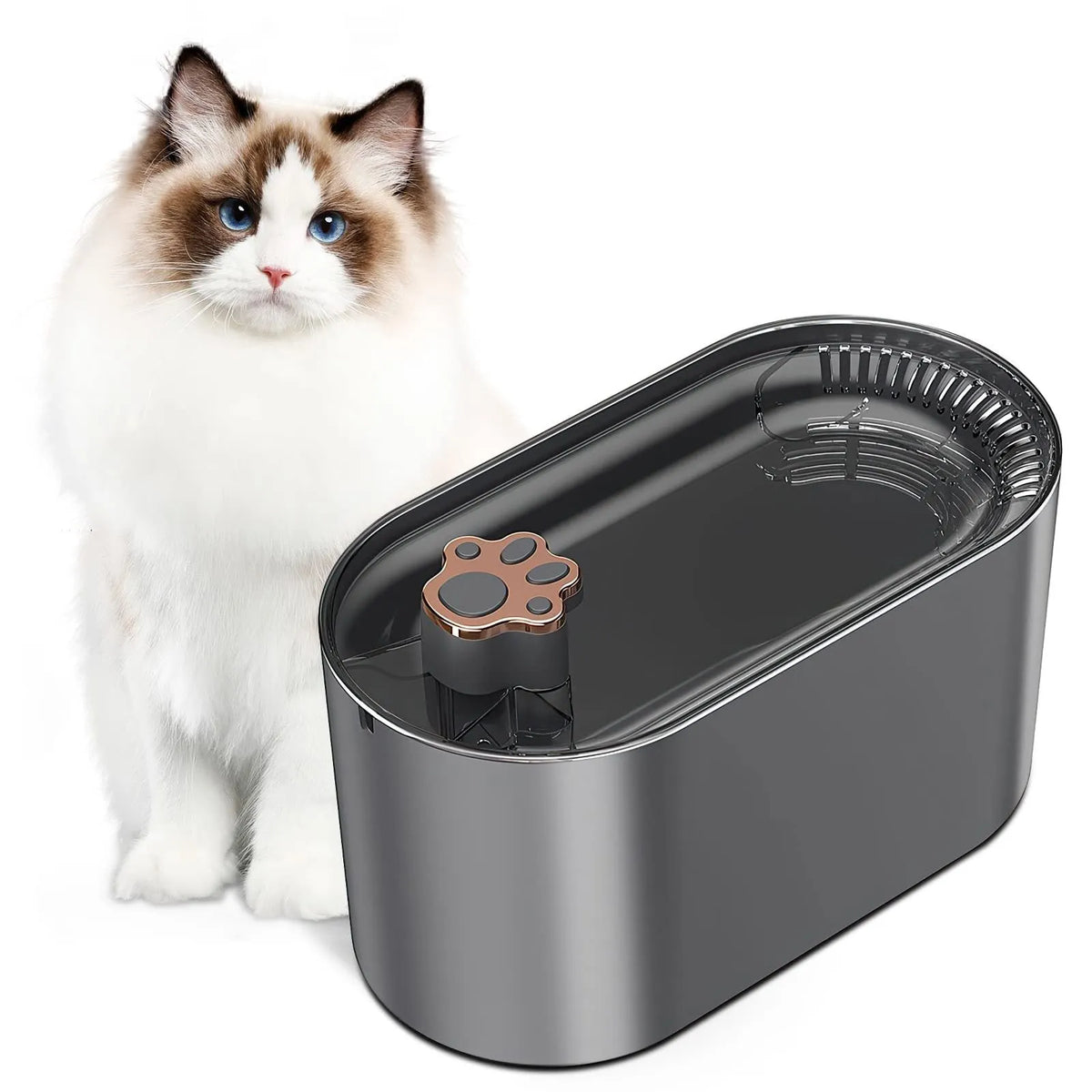 3L automatic pet water fountain with LED light, quiet pump, and triple filter system for cats and dogs