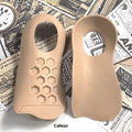 TPR arch support varus correction insole in white, black, and skin colour, showing size S and L.