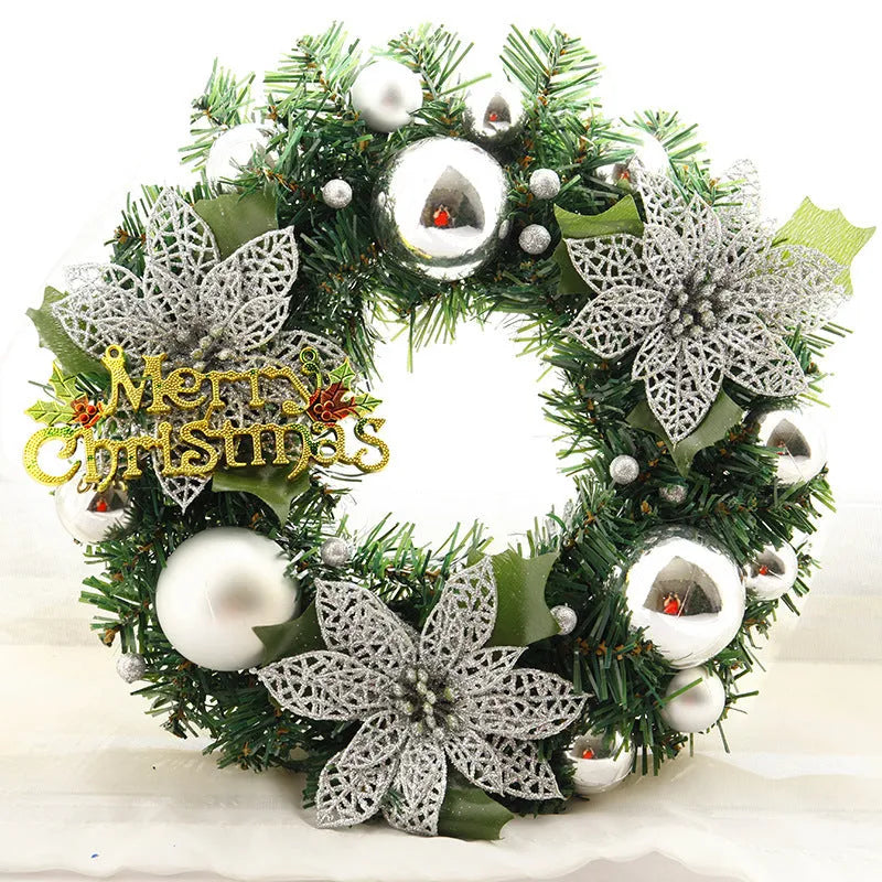 30cm multicoloured plastic Christmas wreath in blue, gold, pink, purple, red, or silver options.