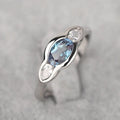 Geometric ellipse copper ring with zircon stone inlay and white gold finish