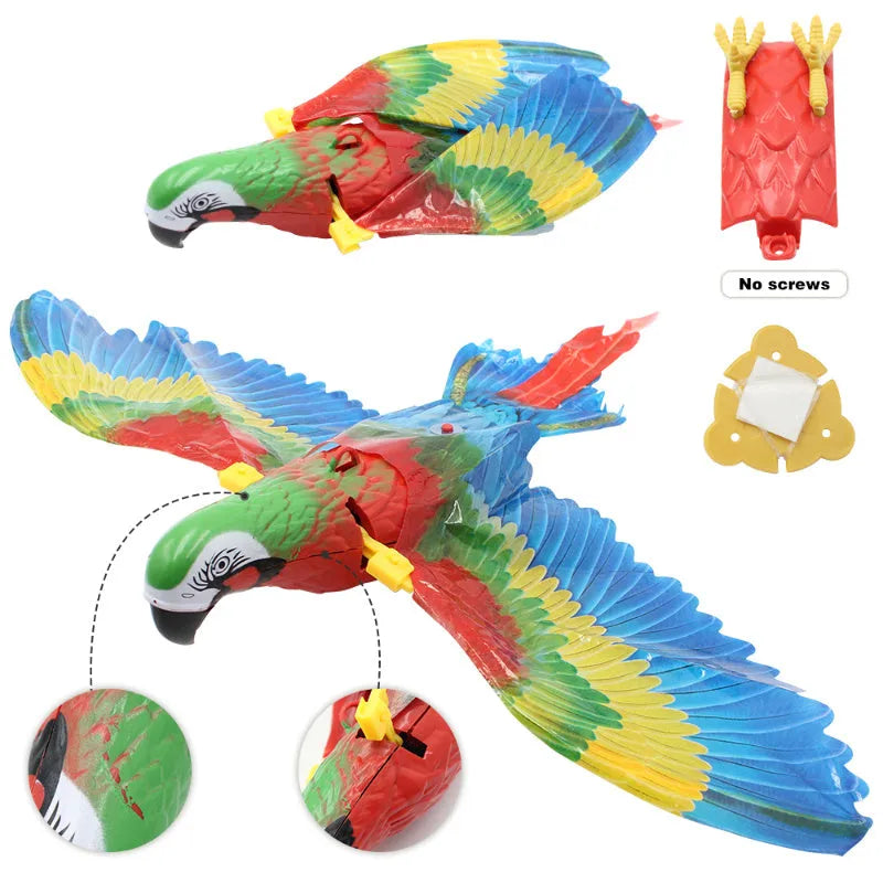 Hanging plastic simulation bird cat toy, 25cm or 43cm, rotating interactive teaser for kittens and dogs