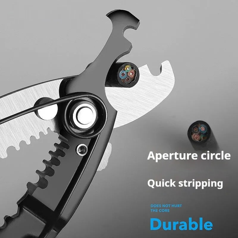 Fully automatic wire stripping pliers tool with high carbon steel blade