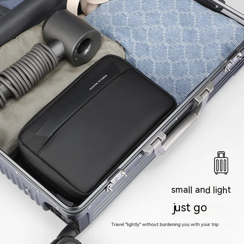 Men's portable Oxford cloth toiletries storage bag with wet and dry separation compartments.