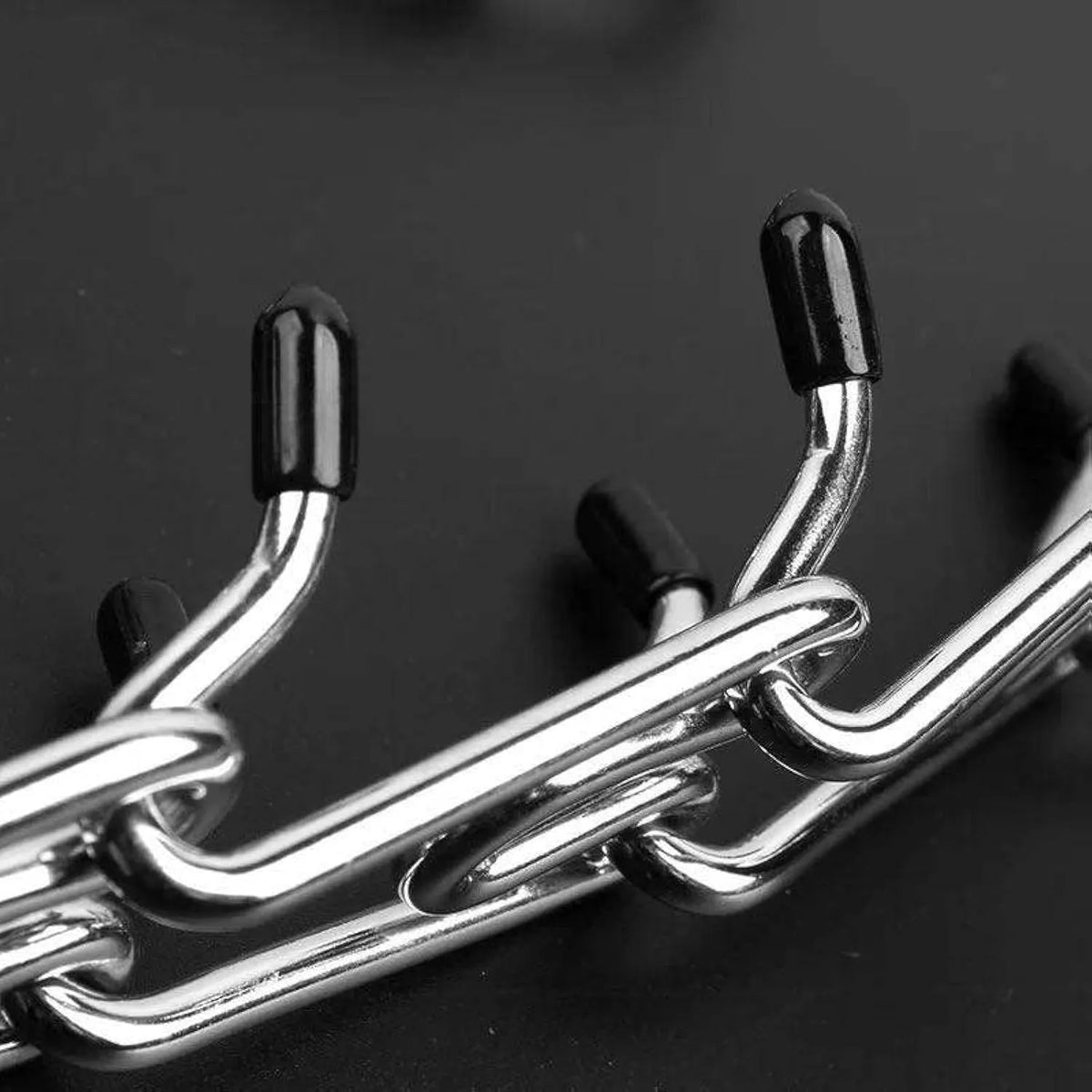 Stainless steel dog training collar with round links and comfort rubber tips