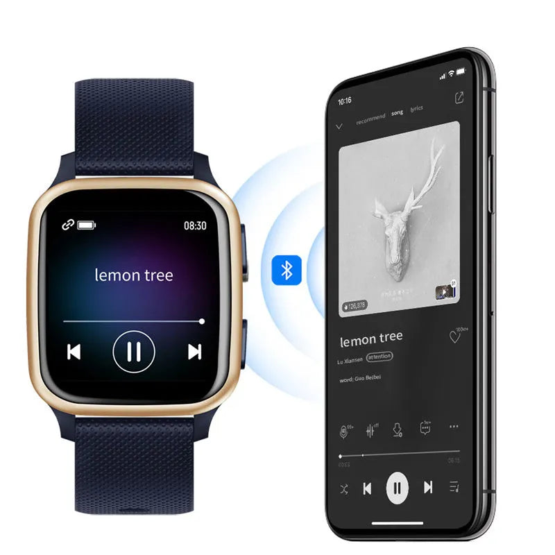 Aluminium alloy smart bracelet for Bluetooth calls, heart rate monitoring, and menstrual tracking on a wrist.