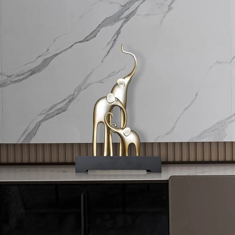 Fortune Bring Elephant resin decorative ornament in European style on a plain background.