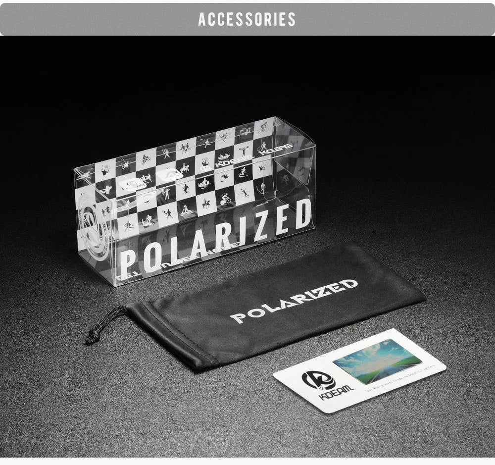 Polarised sports sunglasses with a frameless, ultralight TR90 frame for cycling.