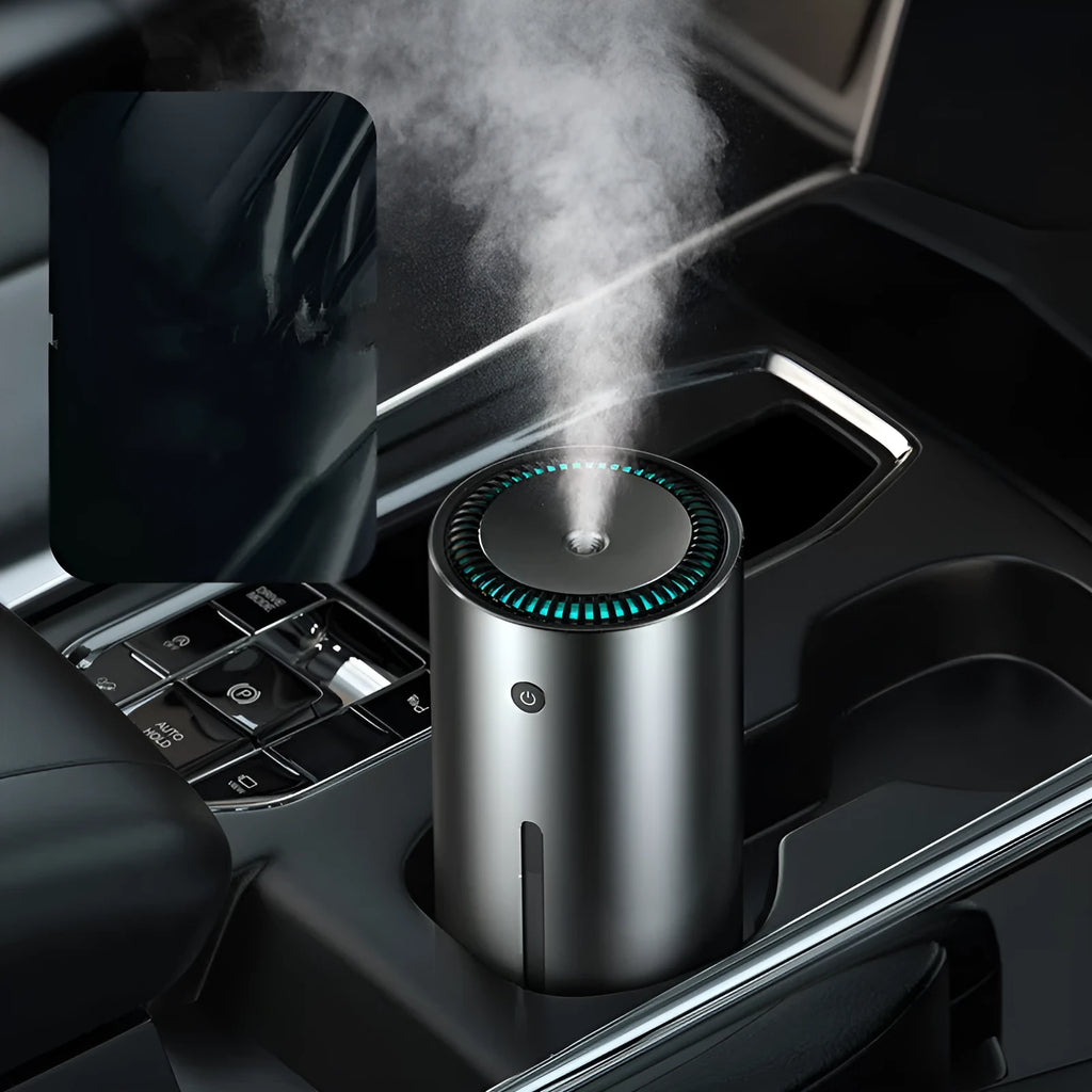 Black car humidifier diffuser with USB cable for vehicle and indoor air quality improvement
