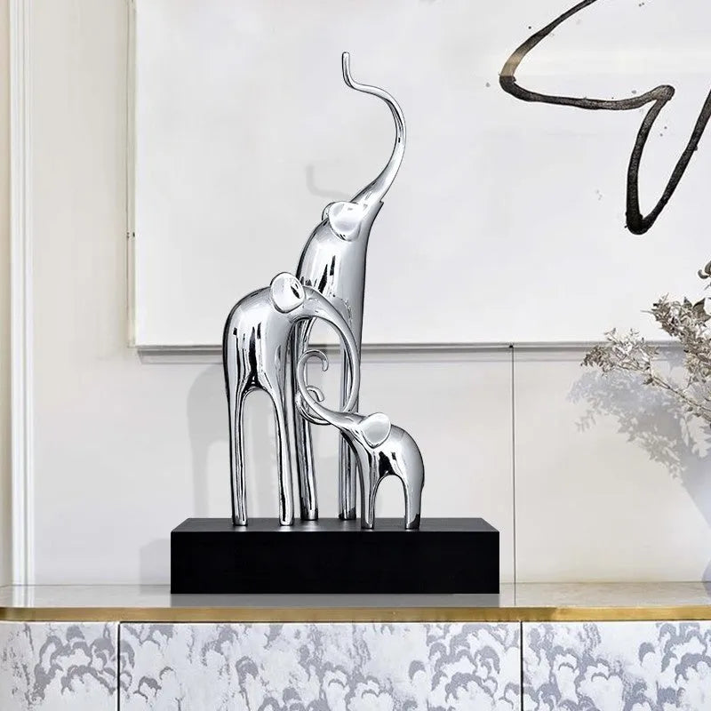 Fortune Bring Elephant resin decorative ornament in European style on a plain background.