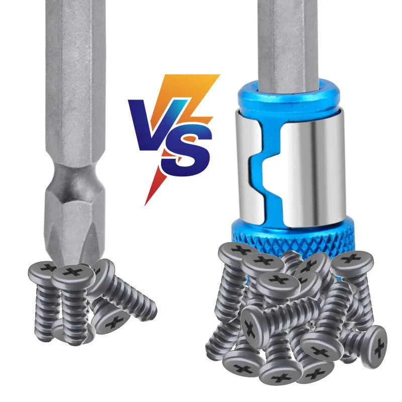 Light blue screwdriver bit with magnetic ring for slotted metric screws