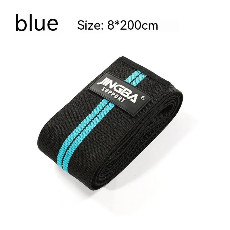 Adjustable free-size knee pads for sports, shown in blue, for weightlifting and cycling.