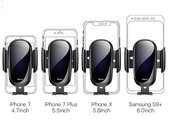 Universal smart car phone mount bracket in black, blue, and silvery grey colours.