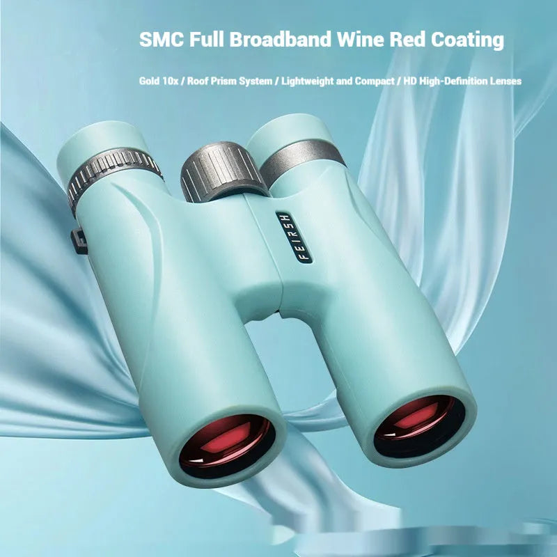 Wine red film imaging binoculars with 10x32 magnification in blue or grey colour