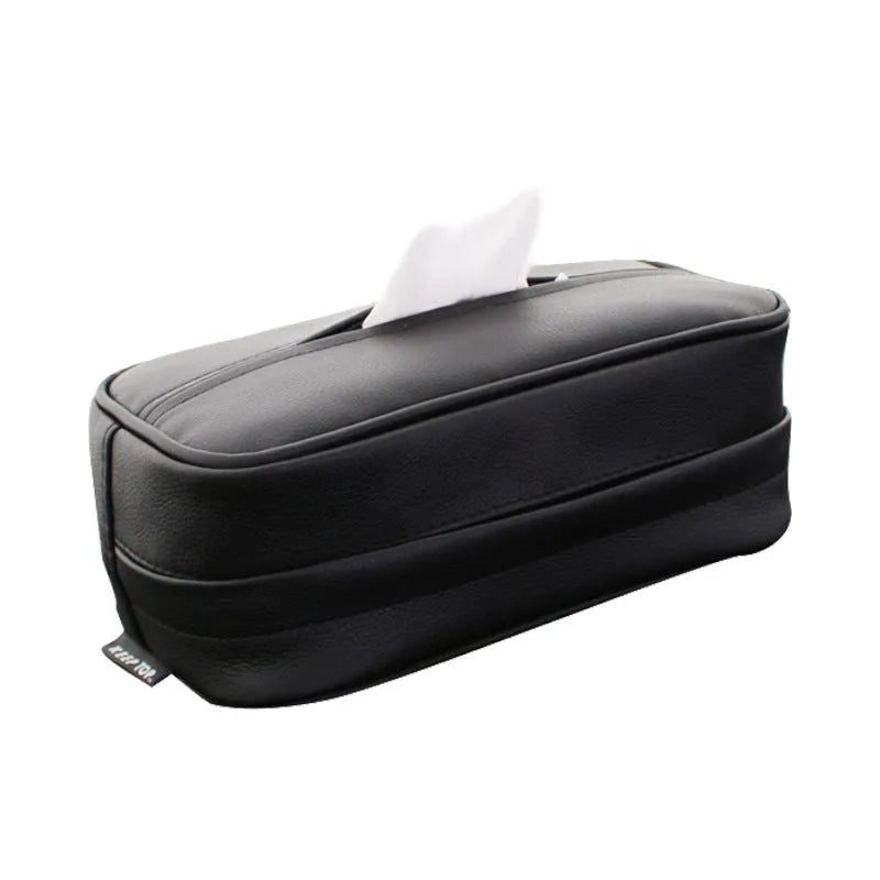PU leather car hanging storage box with paper bag in black and beige colour options