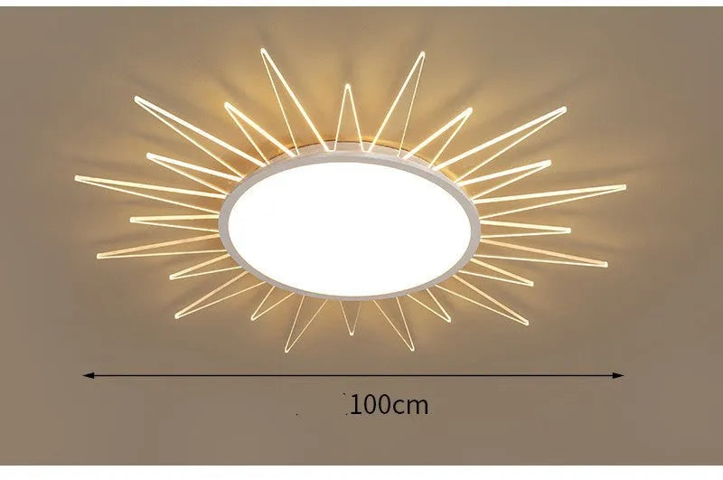 Round aluminium LED ceiling lamp with remote control in four size options for modern interiors