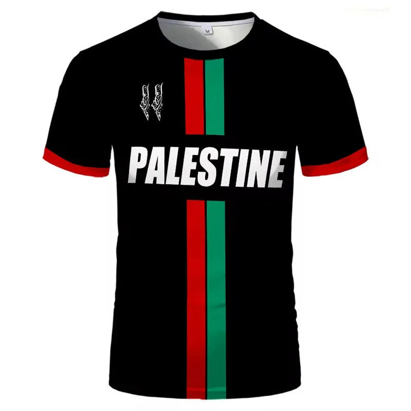 Black 3D printed football graphic T-shirt made from stretch spandex fabric, showing the stereographic pattern detail.