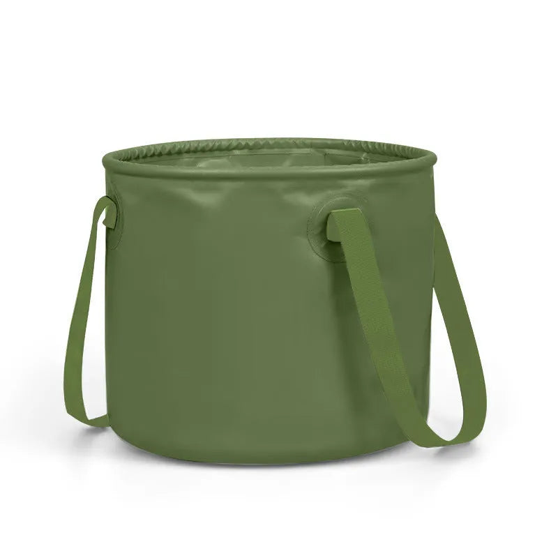 Army Green outdoor folding telescopic duct made from PVC mesh cloth, shown in a collapsed state