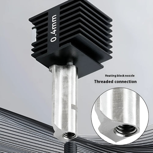 A1A1 Mini 3D printer hot end nozzle assembly with hardened steel nozzle and black silicone sleeve