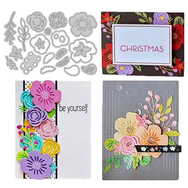 Silver carbon steel flower cutting mould for paper crafts measuring 14.3 by 9.9 centimetres