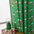 Christmas snowman angel print curtain panel in red colour with cartoon anime figures