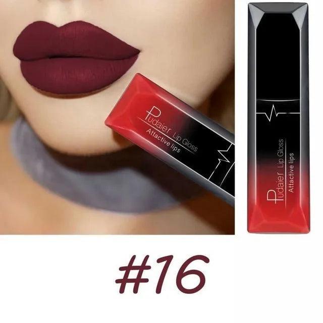 Matte liquid lipstick tube 8ml with 21 numbered shades, long-lasting and waterproof lip glaze for makeup