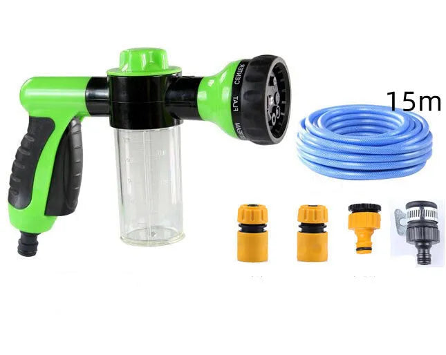 Green high pressure foam spray gun with adjustable nozzle for car washing and garden cleaning