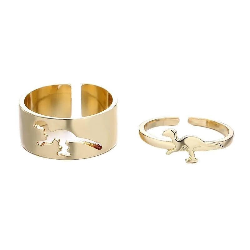 Adjustable copper couple rings with bow and heart design, electroplated in gold or silver, two-piece unisex set