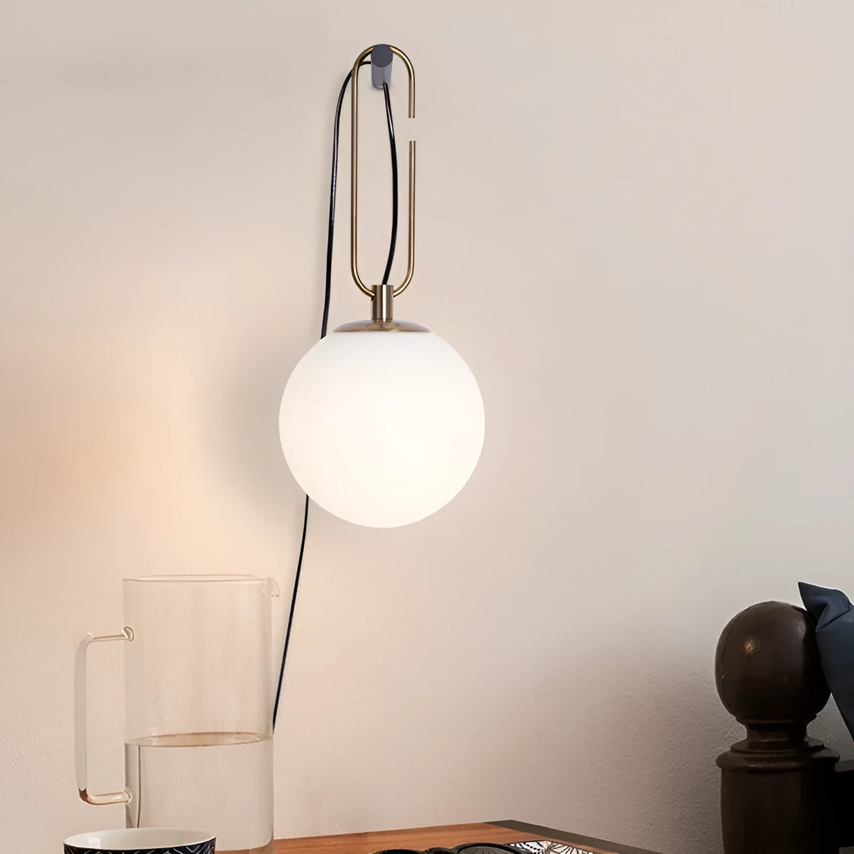 Nordic style glass wall lamp with three light colour options: white, neutral, and warm
